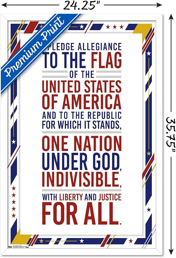 Trends International The United States Of America - Pledge Of Allegiance Wall Poster, 22.375" x 34", White Framed Version
