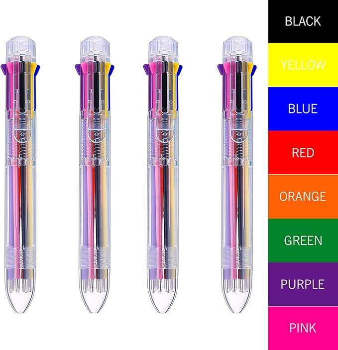 HeTaoCat Multicolor Pens 3 Pack 8 Colors Retractable Ballpoint Pen 0.5mm 8 in 1 Ballpoint Pensfor Office Supplies (8 in 1)