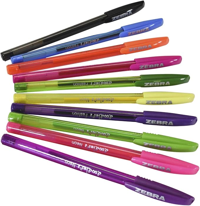 Zebra Pen, doodler’z Gel Stick Pens, 1.0mm Needle-Point Tip, Fashion and Neon Gel Ink, Vibrant Assorted Colors, Water-Based Ink, Journaling and School Pens, 10 Count Pack (41810)