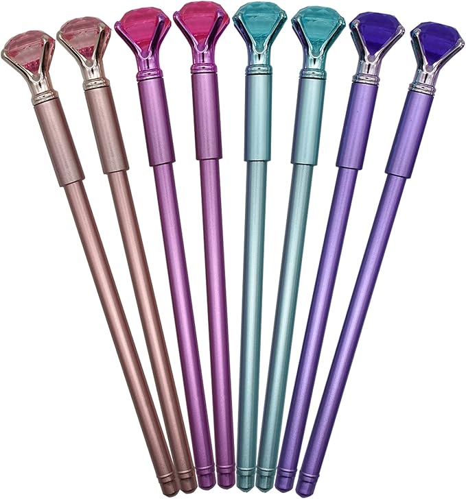 Maydahui 12 PCS Big Diamond Gel Pen Crystal Bling Pens Black Ink for Girls School Office Supplies