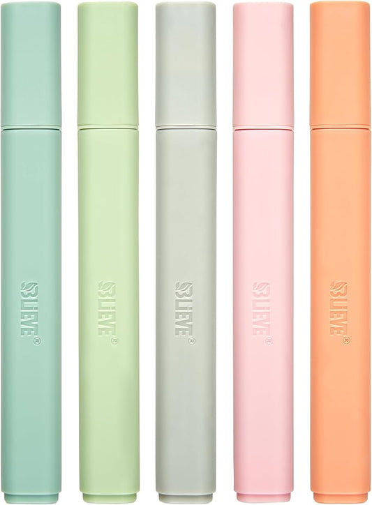 BLIEVE- Aesthetic Highlighters No Bleed Through Assorted Colors, Cute Highlighter For Journaling Office Supplies And Accessories, Bible Highlighters And Pens No Bleed Chisel Tip (PASTEL)