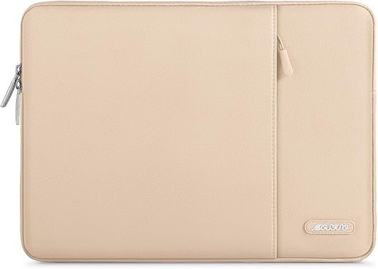 MOSISO Laptop Case 14 inch, 14 inch Laptop Sleeve Compatible with HP Lenovo Dell ASUS Acer, HP Stream, Dell Latitude, Lenovo IdeaPad, Polyester Vertical Computer Sleeve Bag with Pocket, Apricot
