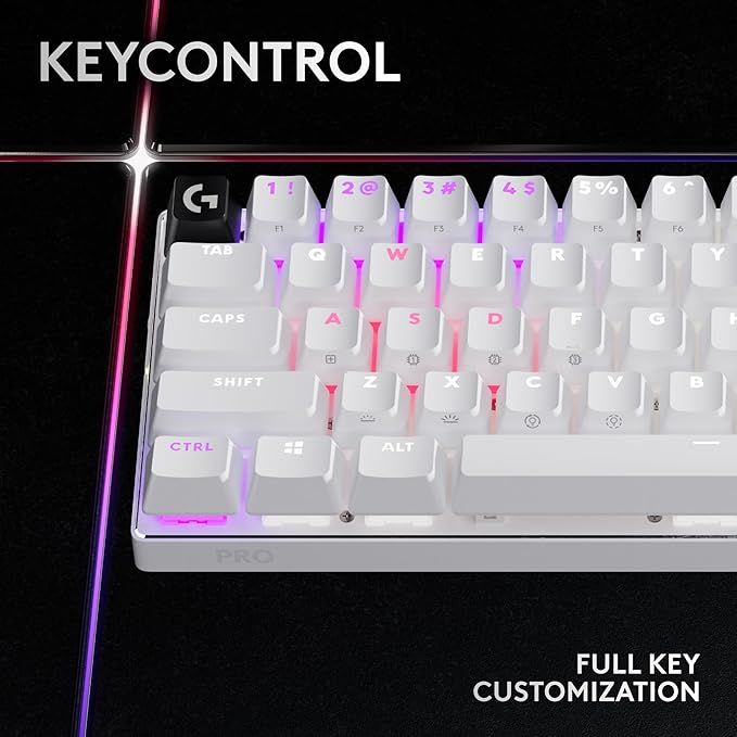 Logitech G PRO X 60 Lightspeed Wireless Gaming Keyboard, Ultra Compact TKL 60% Mechanical Keyboard for Windows PC, LIGHTSYNC RGB, Dual-Shot PBT Keycaps, GX Optical Linear Switches - White