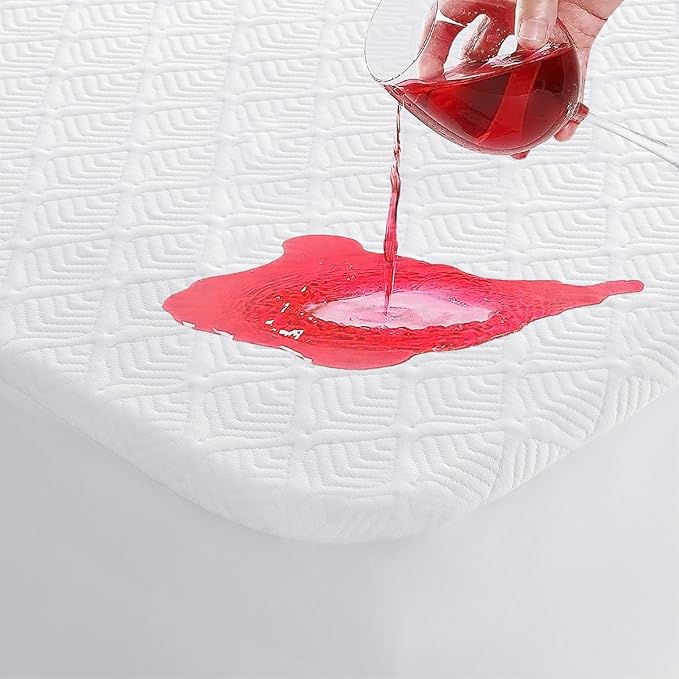 Full Size Mattress Protector, Waterproof Mattress Pad Washable Rayon Mattress Cover Breathable Noiseless Bed Protector 3D Patterns 5" - 21'' Elastic Fitted Deep Pocket(White)