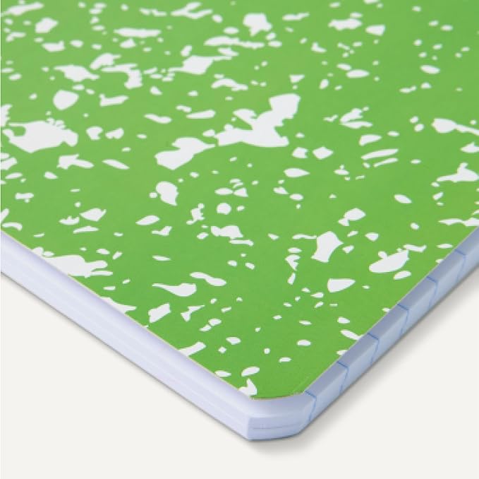 Amazon Basics Composition Notebook, Wide Ruled, 100 Sheets, 9.75" x 7.5", Assorted Marble Colors, 4-Pack