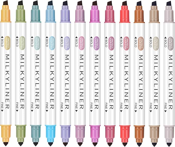 Pastel Highlighters, 12 Assorted Retro Colors, Dual Tip No Bleed Bible Highlighters, Quick Dry Highlighter Book Markers for Journaling, Bible Study, Adults Coloring, Office School Supplies