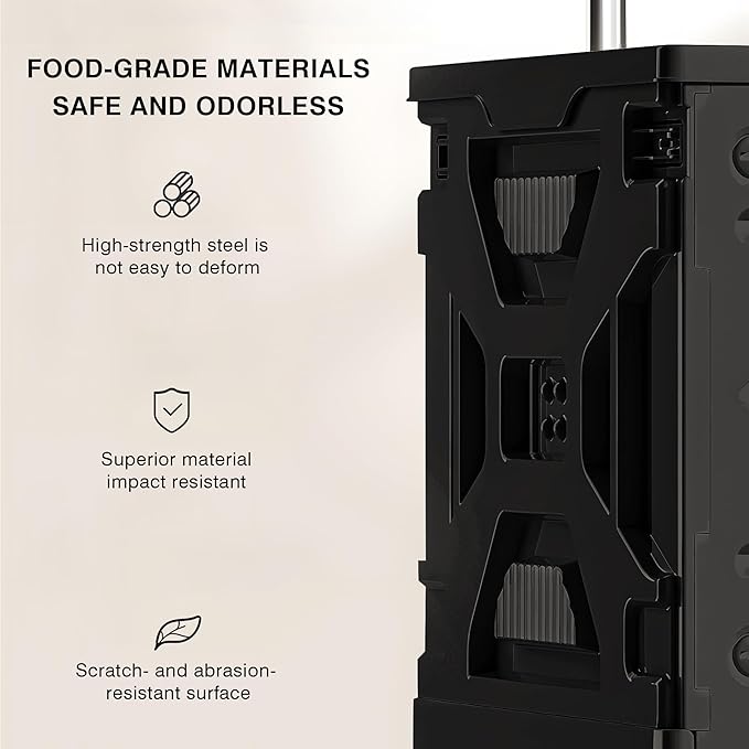 VECELO 23 GAL Modern Rolling Carts with Wheels, Foldable Utility Cart, Light Weight Platform Trucks Dolly, 4 Heavy Duty Wheels, Ideal for Shopping, Camping, Teachers, Elegant Black