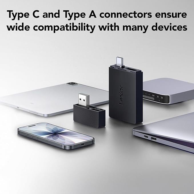 Lexar Dual Slot MicroSD/SD Card Reader for iPhone, USB 3.2 Gen 1, up to 255MB/s Read, Compatible with iPhone 15+, Laptop, Desktop (LRW360U-BNBNG)