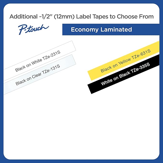 Brother Genuine P-Touch TZe-335S Economy Label Tape, Standard Laminated P-Touch Tape, White on Black, Perfect for Indoor or Outdoor Use, Water Resistant, (4M), Single-Pack (Pack of 2)