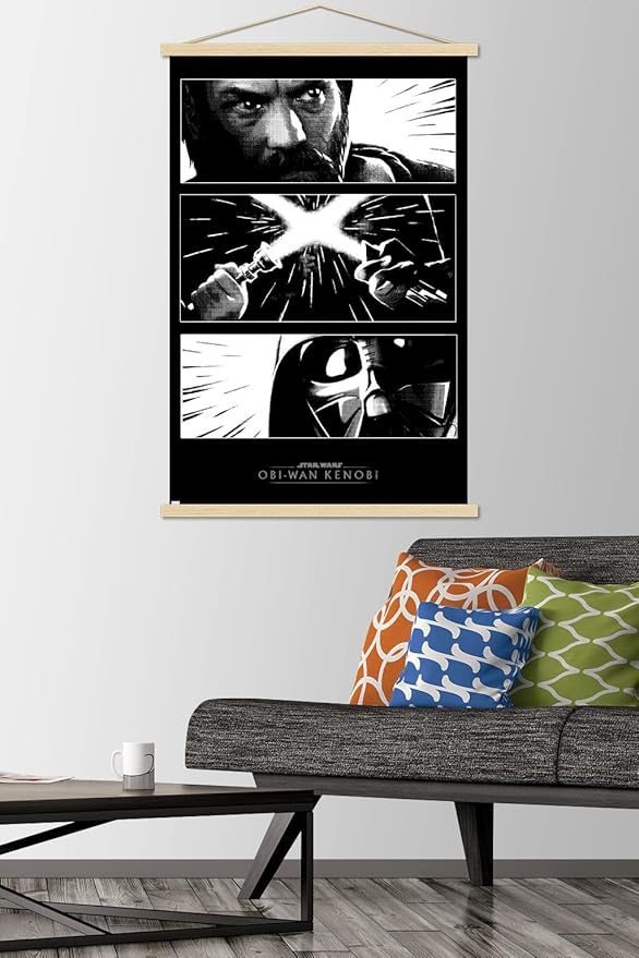 Trends International Star Wars: Obi-Wan Kenobi - Panels Wall Poster, 22.375" x 34", Premium Print and Beechwood Hanger Bundle