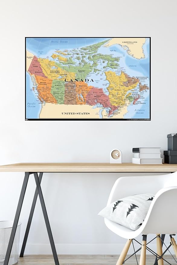Trends International Canada Map Wall Poster 22.375" x 34", Kids Room