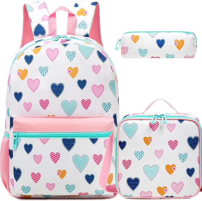 School Backpack for Girls 8-12 Backpacks for Girls Backpack with Lunch Box Kids Bookbag for School Aesthetic Backpacks for Elementary Middle