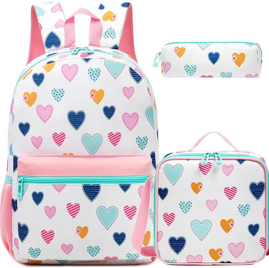 School Backpack for Girls 8-12 Backpacks for Girls Backpack with Lunch Box Kids Bookbag for School Aesthetic Backpacks for Elementary Middle