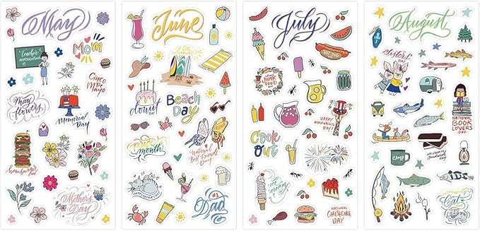Blue Sky Holidays & Seasons 1200+ Sticker Pack, Planner and Calendar Pack, 4.49” x 9.06”, Full Color, 24 Sheets