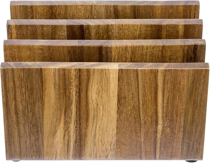 MyGift 3 Slot Premium Acacia Solid Wood Mail Holder, Entryway Countertop Letter Organizer, Office Desktop File Sorter, Bill Divider, Envelope Storage Bin