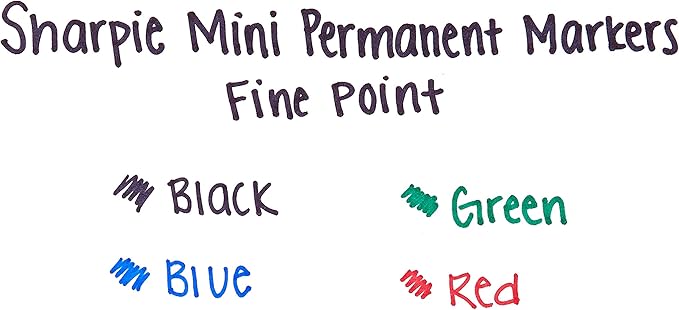 Sharpie Mini Permanent Markers, Fine Point, Assorted Colors, 4 Count