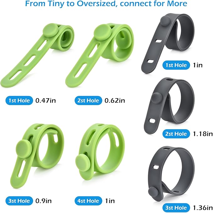 24 Pcs Silicone Cable Ties, Wire Cord Organizer, Cord Ties Reusable Cable Organizer 5Inch Cable Management Tie (4 Color) Cbfoeyk