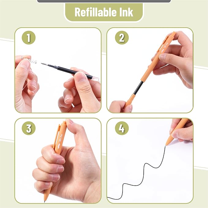 Mr. Pen- Retractable Gel Pens, 12Pack, Black Ink, Late Harvest Color Barrel Gel Pens Fine Point 0.5mm, Gel Ink Pens, Aesthetic Pens for Journaling Fine Tip Pens