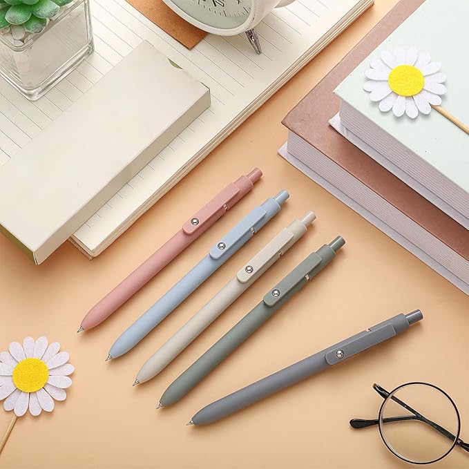 17 Pcs Aesthetic Bible Highlighter and Pen Set Bible Highlighters No Bleed Through Set 12 Pastel Highlighter Colored Markers 5 Cute Gel Pens for School Bibles Study Journaling Supplies(Simple Style)