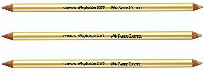 Faber-Castell Eraser Pencil - Perfection art eraser pencils for drawing, artist supplies, Dual function for erasing Ink and colored pencils - 3 Pack
