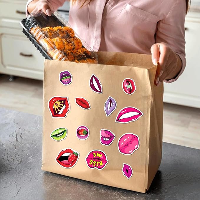 Colorful Art Lips Mouth Expressions Vinyl Stickers Pack 50pcs for Teens Girls Laptop Water Bottle Phone Case Scrapbook DIY Hard Bedroom Wall Decoration Hat Bumper Bike Kids