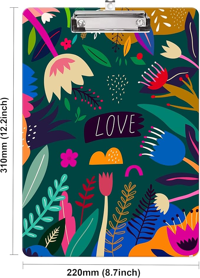 Fashion Clipboard, A4 Letter Size Wooden Decorative Clipboards for Teacher, Nurse, Doctor,Student and Kids, Cute Design for Standard Size 12.2" x 8.9"(C-Love)