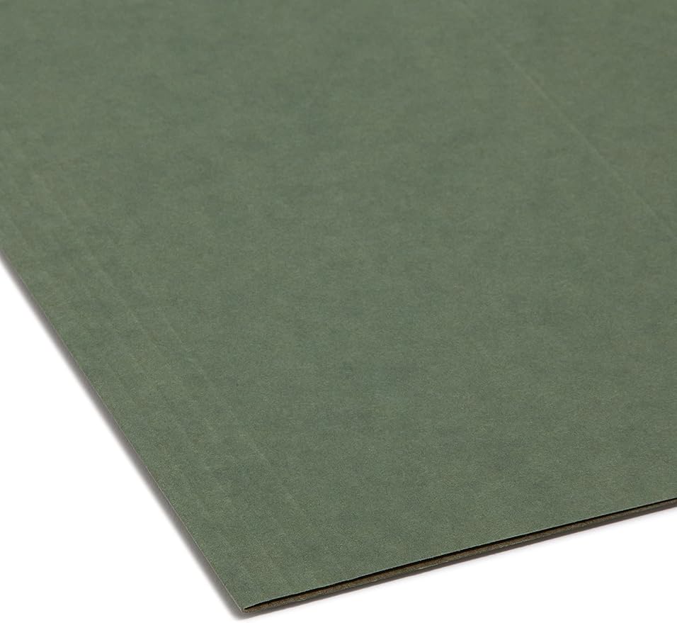 Smead Hanging File Folder with Tab, 1/5-Cut Adjustable Tab, Letter Size, Standard Green (64055), (Pack of 10, 250 Count Total)