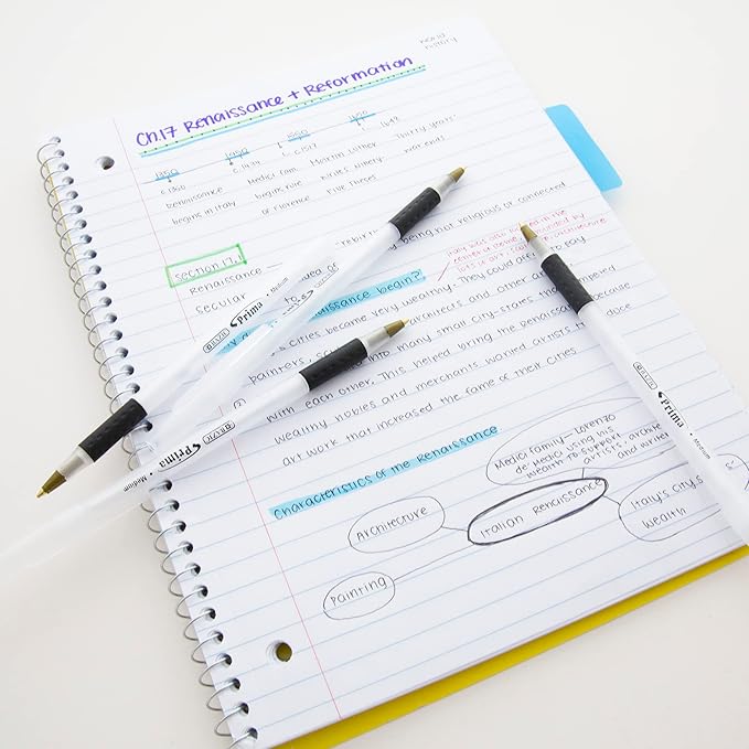 BAZIC Prima Black Stick Pen w/Cushion Grip (8/Pack)