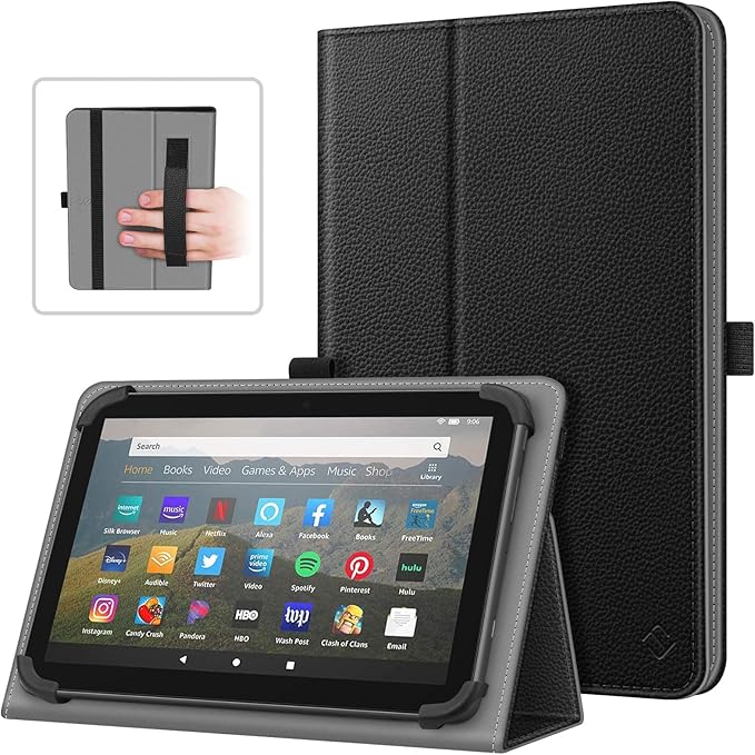 Fintie Universal Case for 7-8 Inch Tablet eReader - Folio Book Style Premium PU Leather Protective Cover with Hand Strap Pen Holder for 7", 7.9", 8” Devices