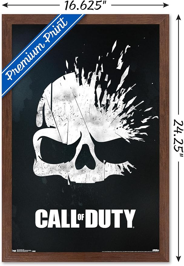 Trends International Call of Duty - Skull Wall Poster, 14.725" x 22.375", Mahogany Framed Version