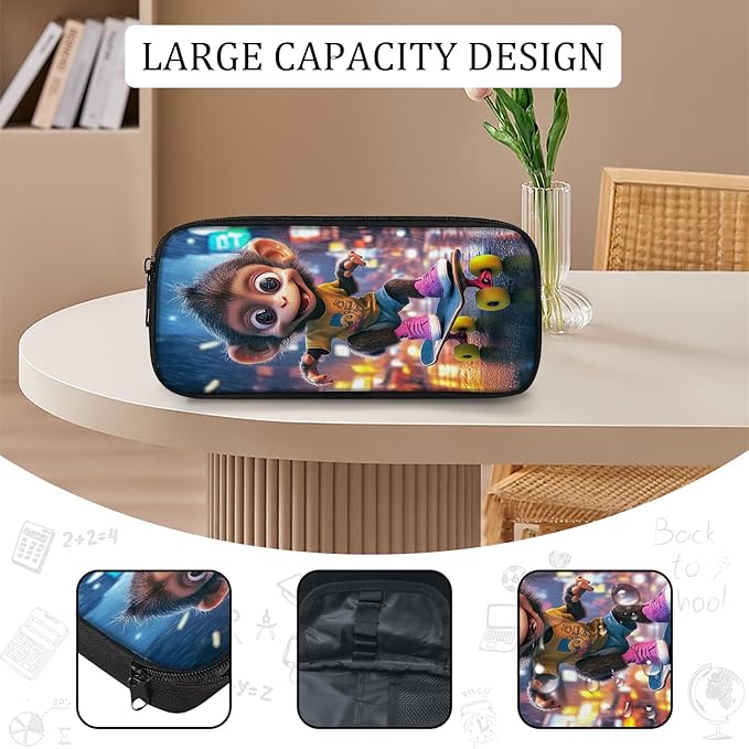 Monkey Backpack Set 3 Piece School Bags and Lunch Box with Pencil Case Funny Monkey Bookbag Set for Toddler Kids Girls Boys Teens Kindergarten Elementary Middle