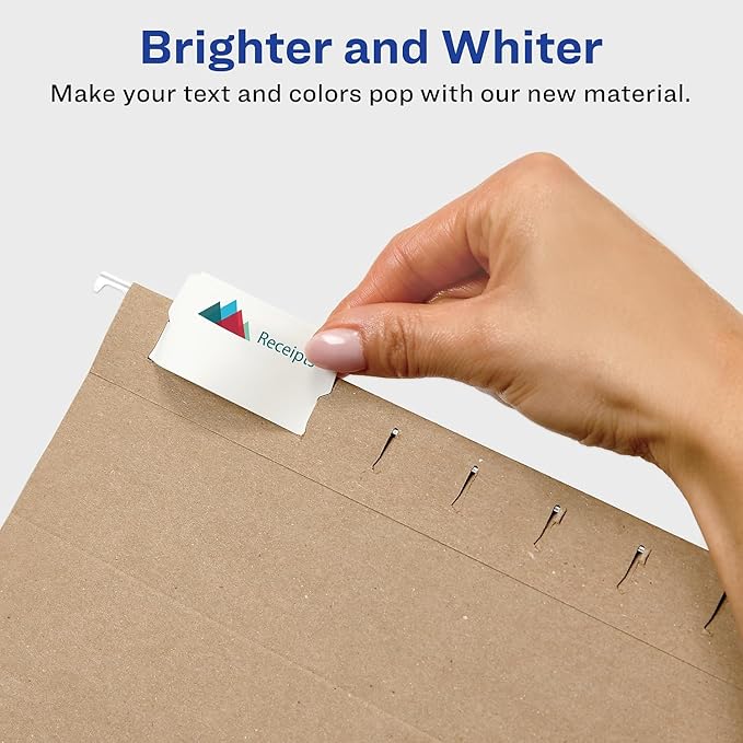 Avery Laser Printable Hanging File Tabs, 1/5-Cut, White, 2.06" Wide, 90/Pack