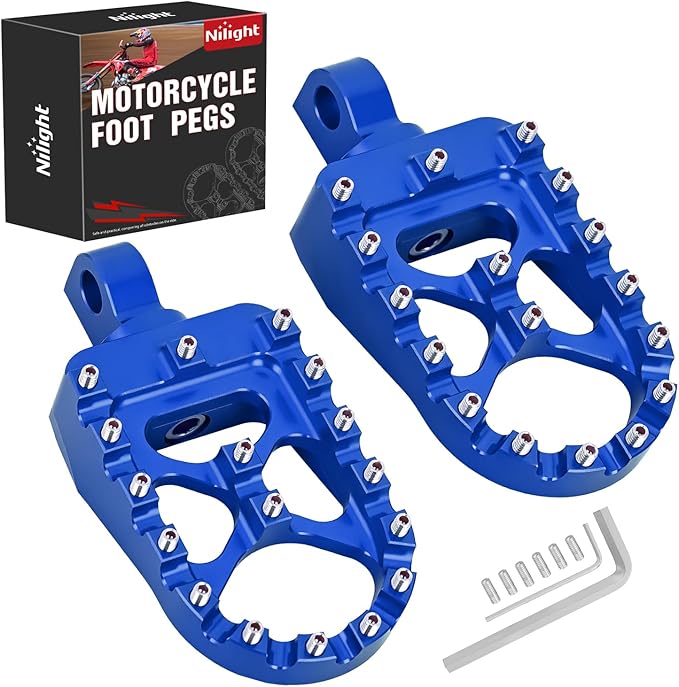 Nilight Motorcycle Foot Pegs Dirt Bike Footpegs Fit for Harley Dyna 1993-2017 Fatboy 1990-2017 Iron 883 2009-2017 Sportster 883 360° Rotating CNC Foot Pegs Heavy Duty Aluminum Alloy Peg Pedal, Blue