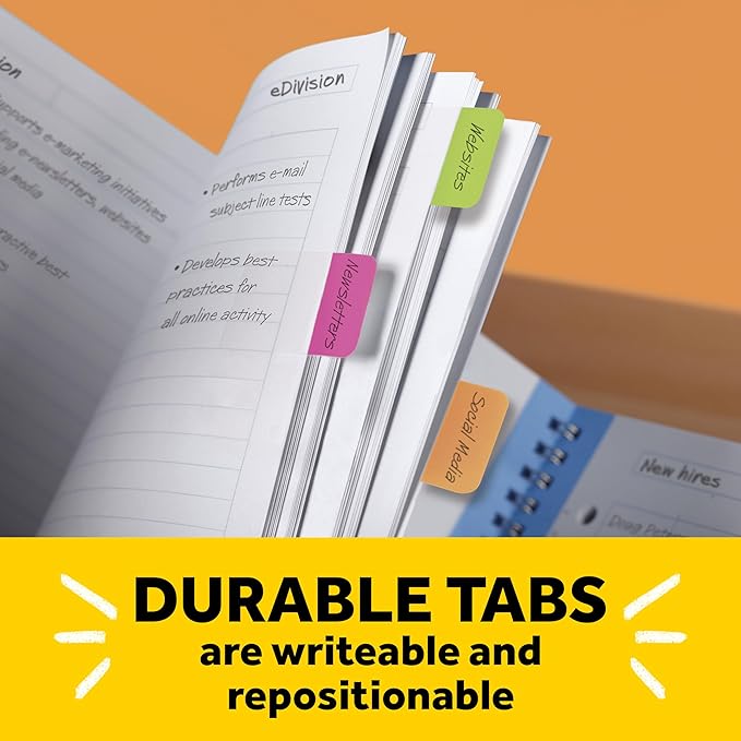 Post-it Tabs, 2 in, Solid, Assorted Primary Colors, 6 Tabs/Color, 4 Colors, 24 Tabs/Pack (686-ALYR)