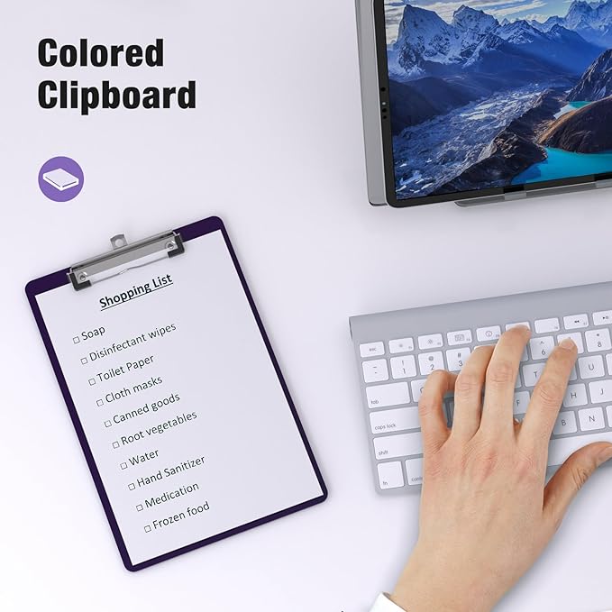 Small Clipboards, A5 Plastic Mini Purple Clip Board for Classroom, Students, Kid, Size 6" x 9" with Low Profile Clip, Office & School Supply