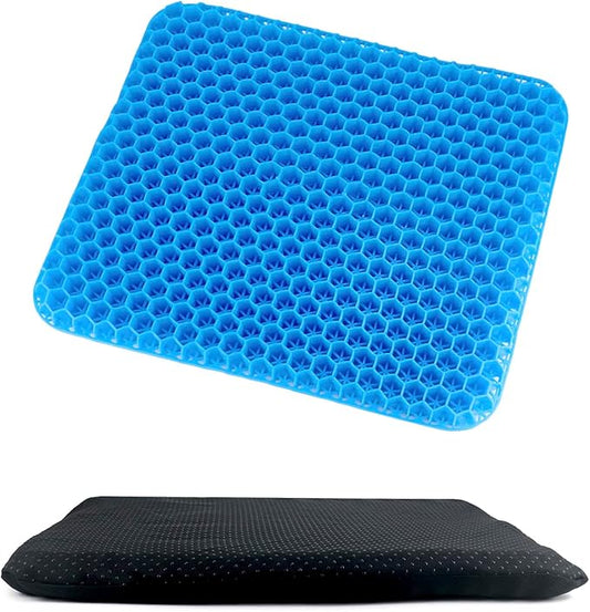 QWORK Gel Seat Cushion, Orthopaedic Gel Cushion, Cool & Breathable & Non-Slip for Car, Office,Wheelchair (Black, 40 x 35 x 3.2 cm)