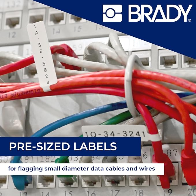 Brady Authentic (M5-01-425-FT) Wire and Cable Flag Polypropylene Labels 1.575" H x 1.181" W Black on White, 200 Labels. for use with The BMP51 and M511 Label Printers