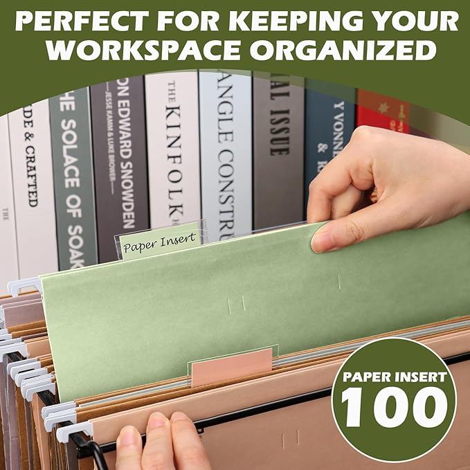 100 Pcs Hanging File Folder Tab Inserts 2 Inch Colored Blank File Tab Hanging File Folders Labels Paper Inserts Thick 300Gsm Cardstock for 2 Inch Hanging Folder Tab