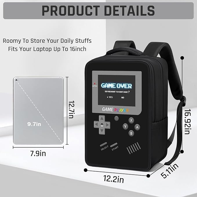 Gamer Backpack for Boys,School Boys Backpack for Kids Children Teens Elementary Middle High School,17" Large Capacity Student Bookbag & Multifunctional Video Game Travel Bag