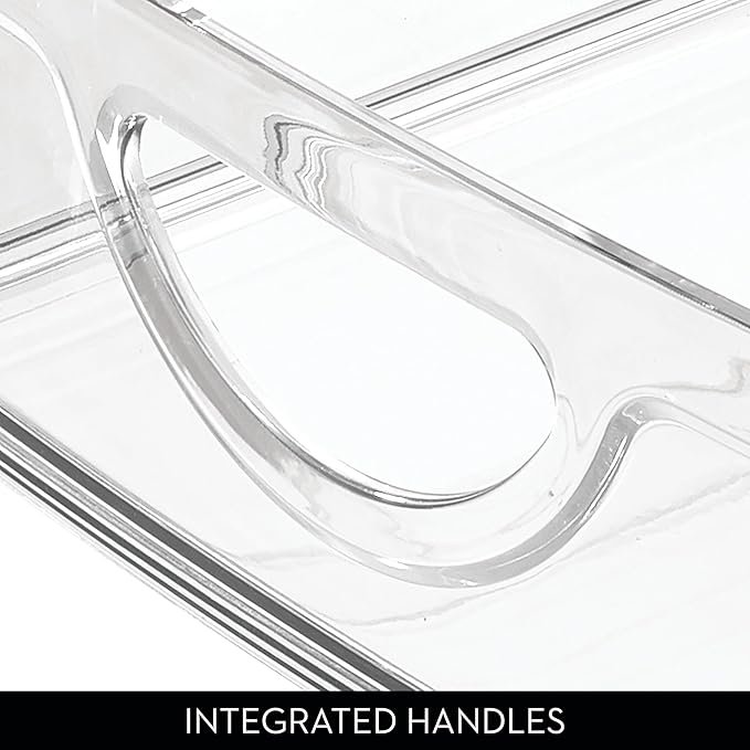 iDesign Plastic Stackable Pantry Bin - Storage Bin with Handles for Cabinets or Fridge - Set of 2 - Clear