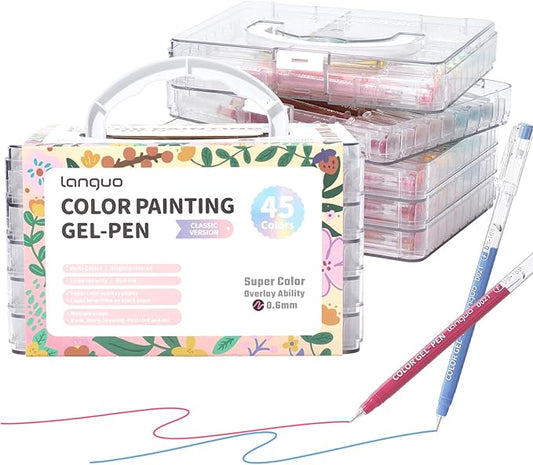 45 Colors Gel Pens for Coloring - Smooth Vibrant Colors 0.6mm Fine Point Gel Ink Pens Colored Set for Adults Artists Drawing Journaling Sketching Art Supplies