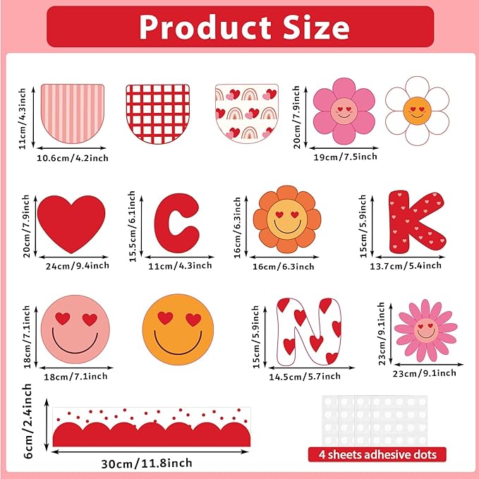 Valentine's Day Kindness Classroom Bulletin Board Decoration Set Heart Smile Face Cutouts with Borders for Valentine's Day Nursery Chalkboard Wall Decor