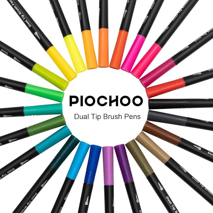Art Markers Pens Dual Tip Coloring Markers Set with Brush & Fine Nib for Adult Coloring Book Cut Gifts Professional Calligraphy & Drawing Art Supplies for Note Taking Journal (72 Colors)