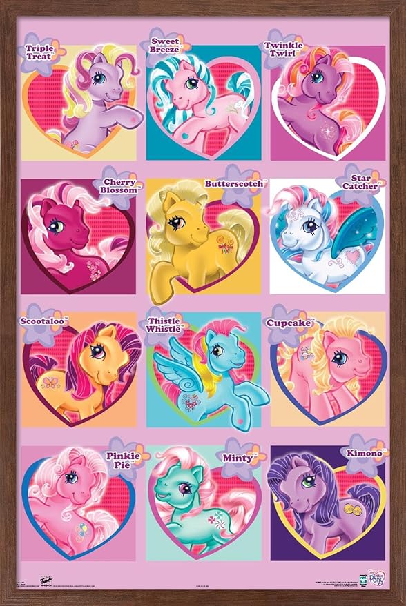 Trends International Hasbro My Little Pony - Chart Wall Poster, 22.375" x 34", Mahogany Framed Version