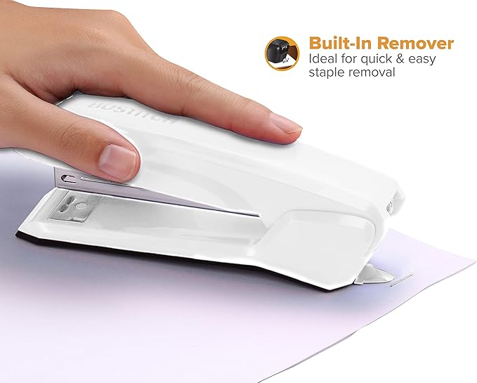 Bostitch Office Ascend 3 in 1 Stapler Integrated Remover & Staple Storage, 420 Staples Included, 20 Sheet Capacity, Lightweight, White (B210-WHT), Full Size