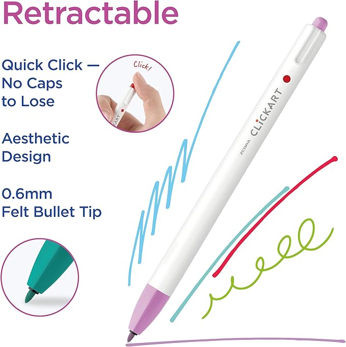Zebra Pen Mildliner Dual-Tip Highlighters and 2 CLiCKART Markers, No Bleed, Ideal for Bible Highlighting, Journaling, Note-Taking and School Supplies, Neutral Vintage Ink Colors, 10-Pack (78601)