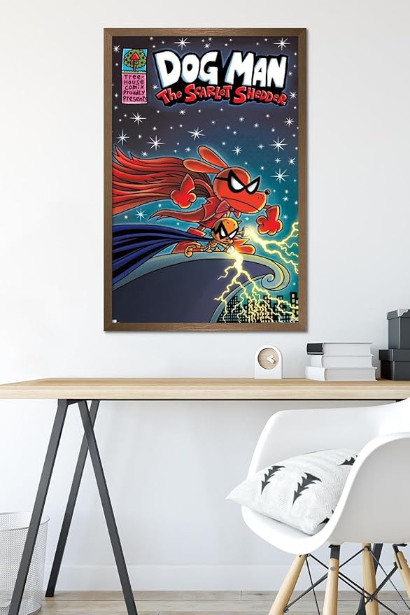 Dog Man - The Scarlet Shedder Wall Poster, 34L" x 22.4W", Bronze Framed Version