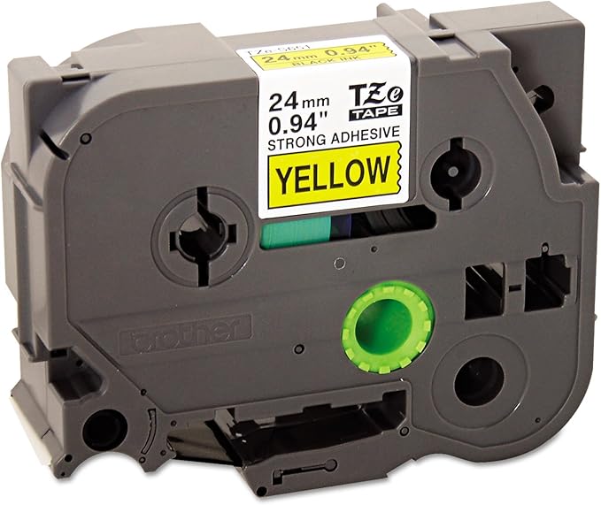 Brother Genuine P-touch TZE-S651 Tape, 1" (0.94") Wide Extra-Strength Adhesive Laminated Tape, Black on Yellow, Laminated for Indoor or Outdoor Use, Water-Resistant,0.94" x 26.2' (24mm x 8M), TZES651
