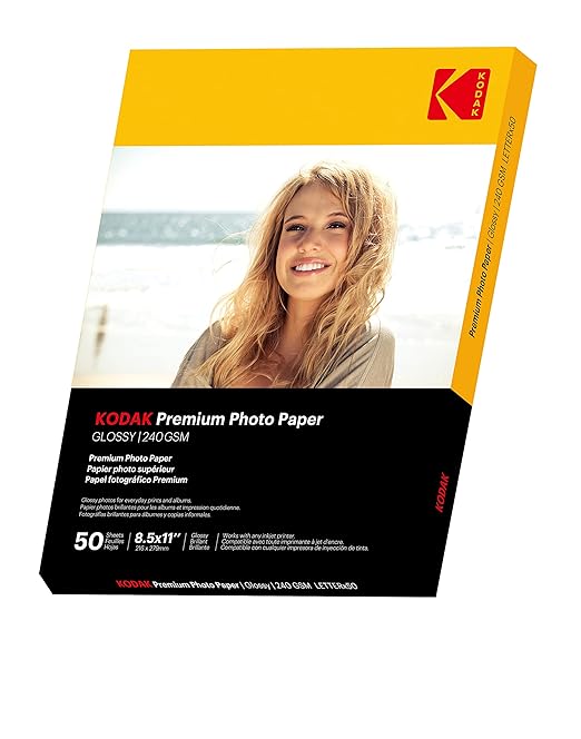 Kodak photo paper 8.5 x 11 glossy, 50 counts 66 lb - 240 g/m (3510-164)