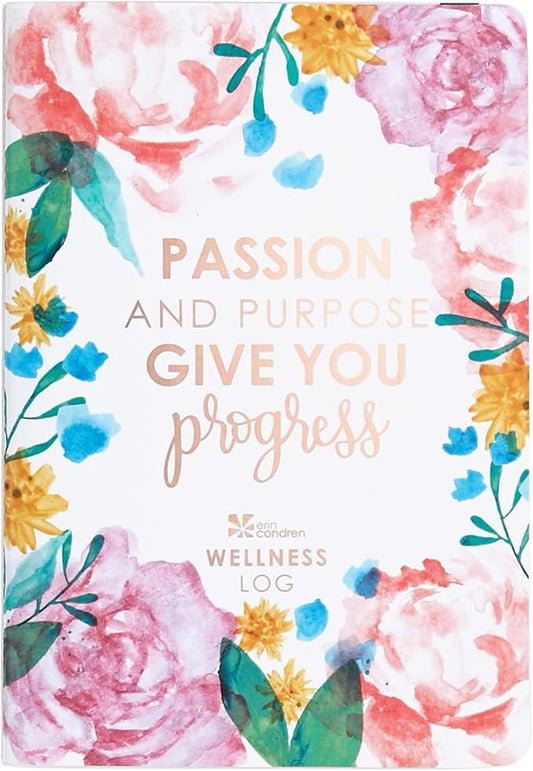 Erin Condren Designer Petite Planner - Wellness Log Edition 3, Track Habits for Sleep, Water Intake, Steps Taken, and Goals. Includes Inspirational and Fun Sticker Set